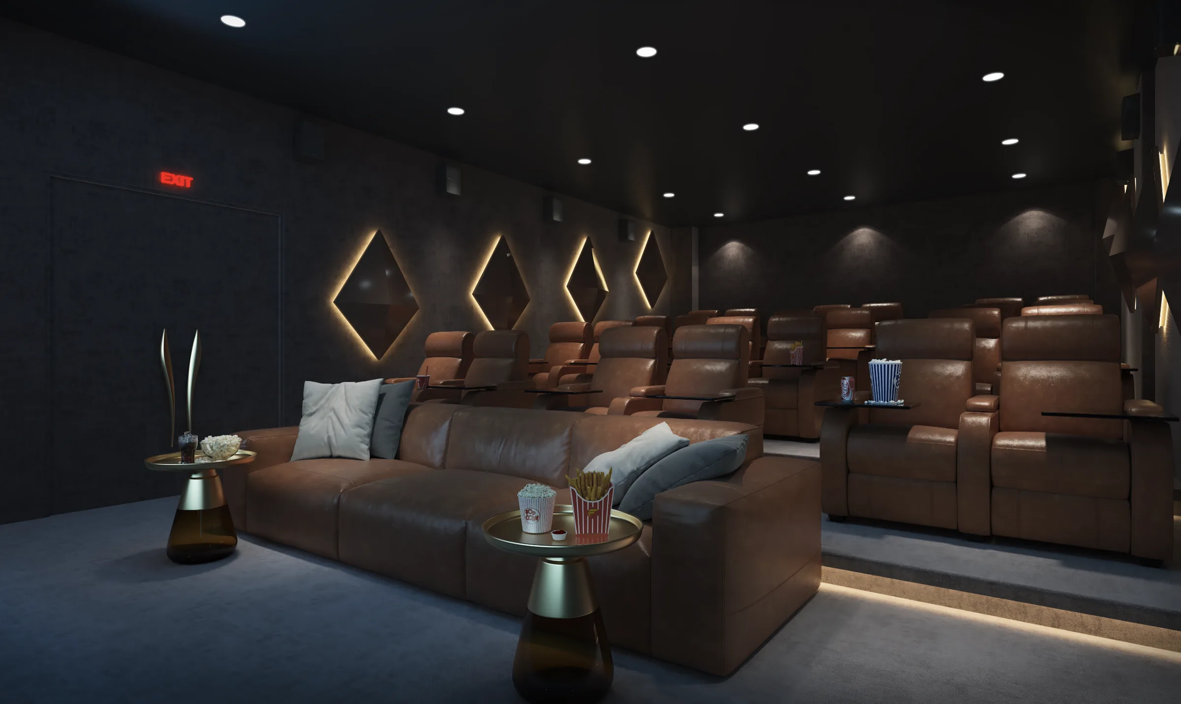 Private mini-theatre with recliner seating at Mauli Nivasa