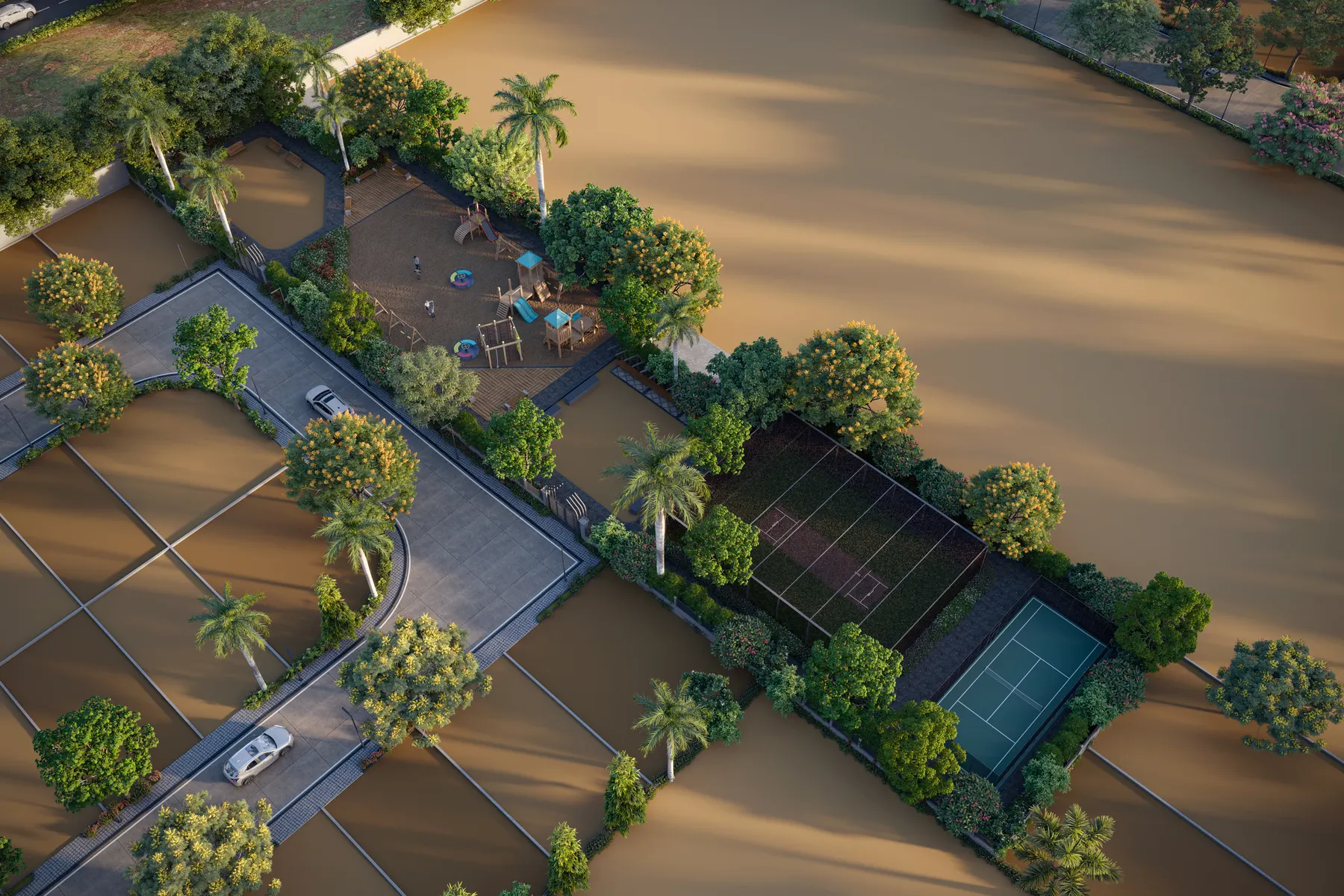 Garden B aerial day view
