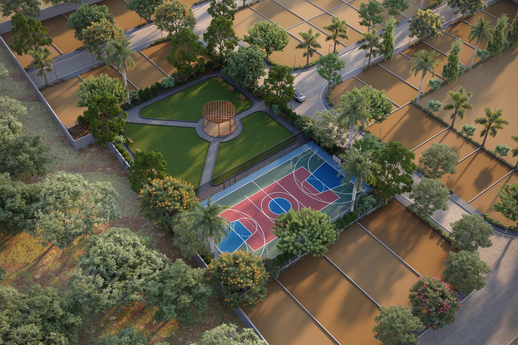 Garden C aerial day view